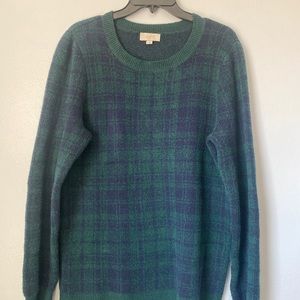 Loft Outlet Green and Navy Plaid Sweater